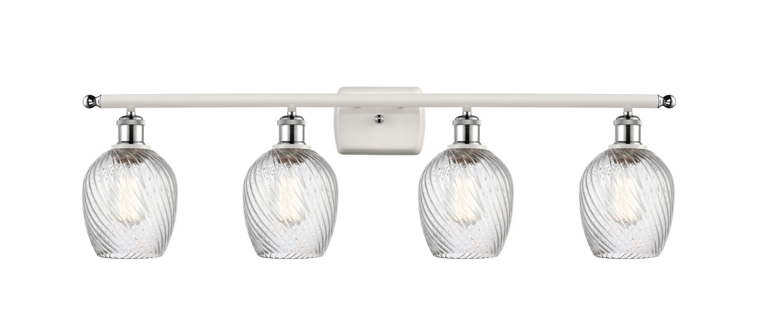 Innovations 516-4W-WPC-G292 Four Light Bath Vanity, White Polished Chrome