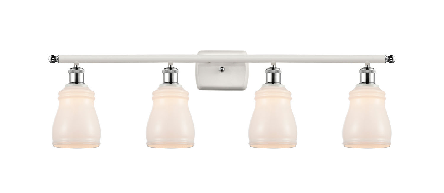 Innovations 516-4W-WPC-G391 Four Light Bath Vanity, White Polished Chrome