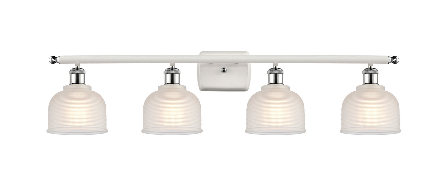 Innovations 516-4W-WPC-G411 Four Light Bath Vanity, White Polished Chrome
