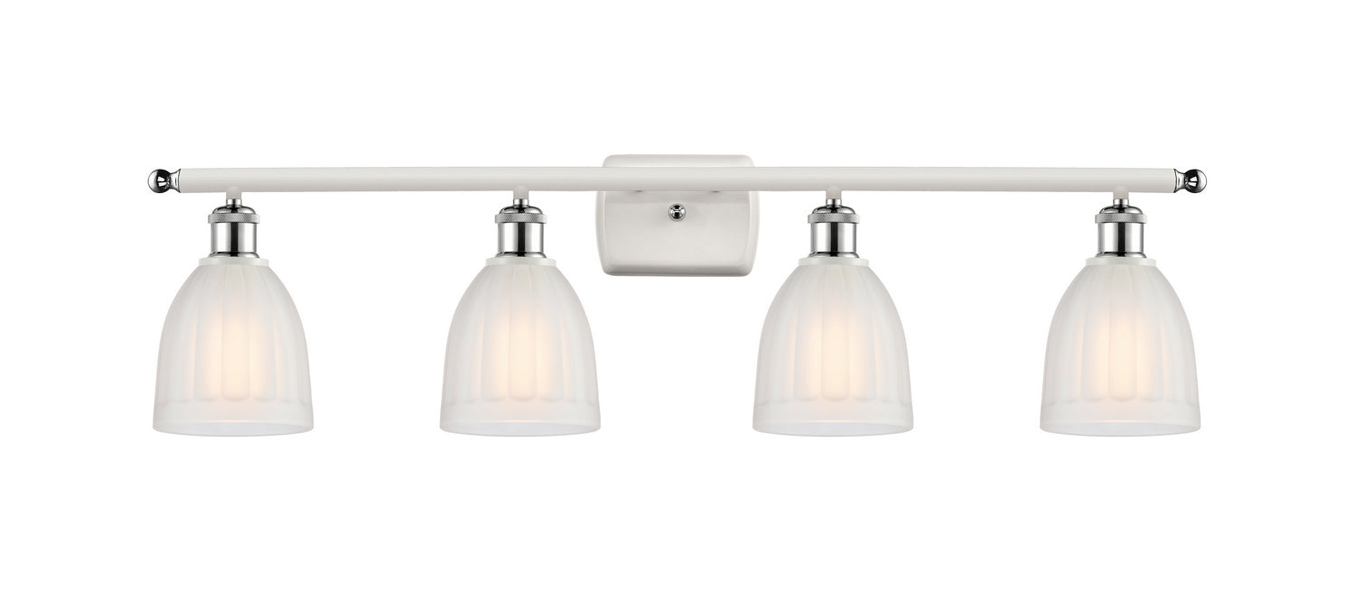 Innovations 516-4W-WPC-G441 Four Light Bath Vanity, White Polished Chrome