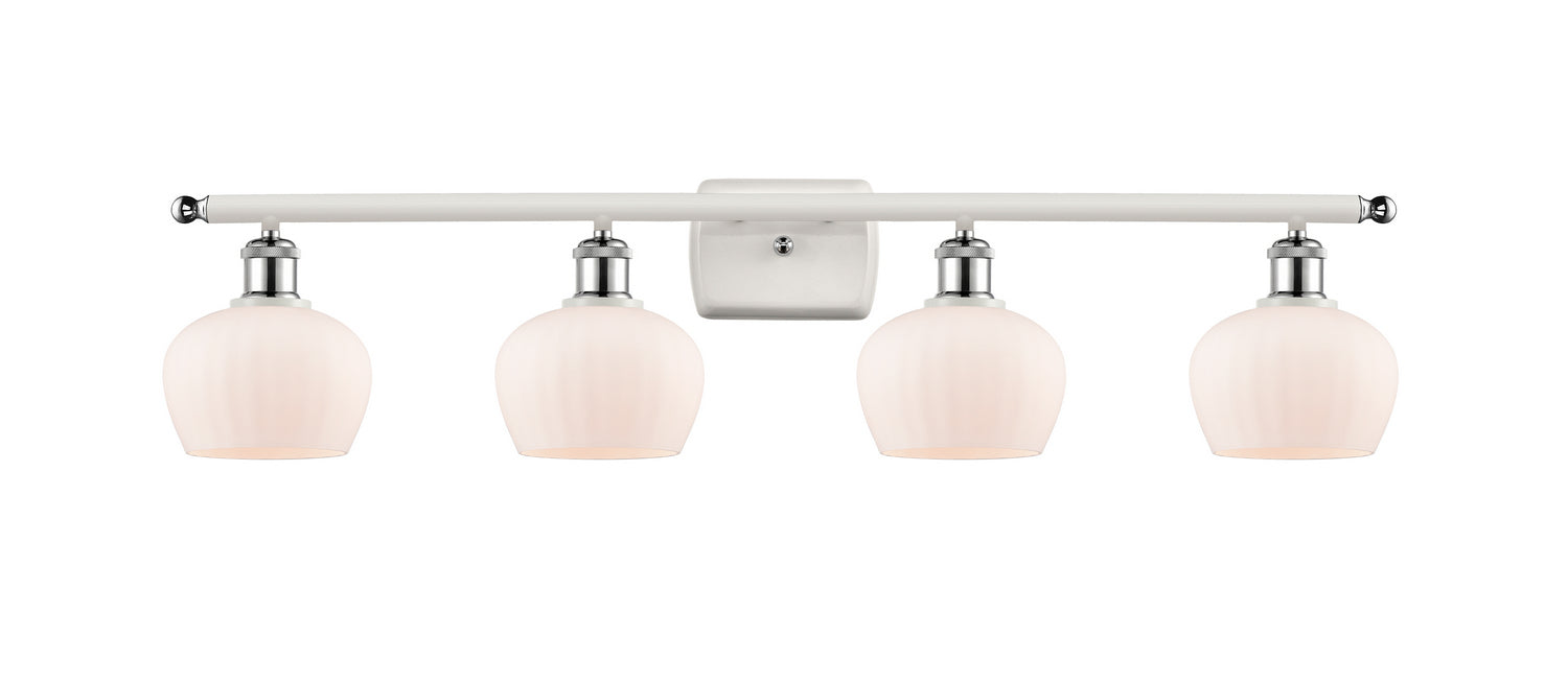 Innovations 516-4W-WPC-G91 Four Light Bath Vanity, White Polished Chrome