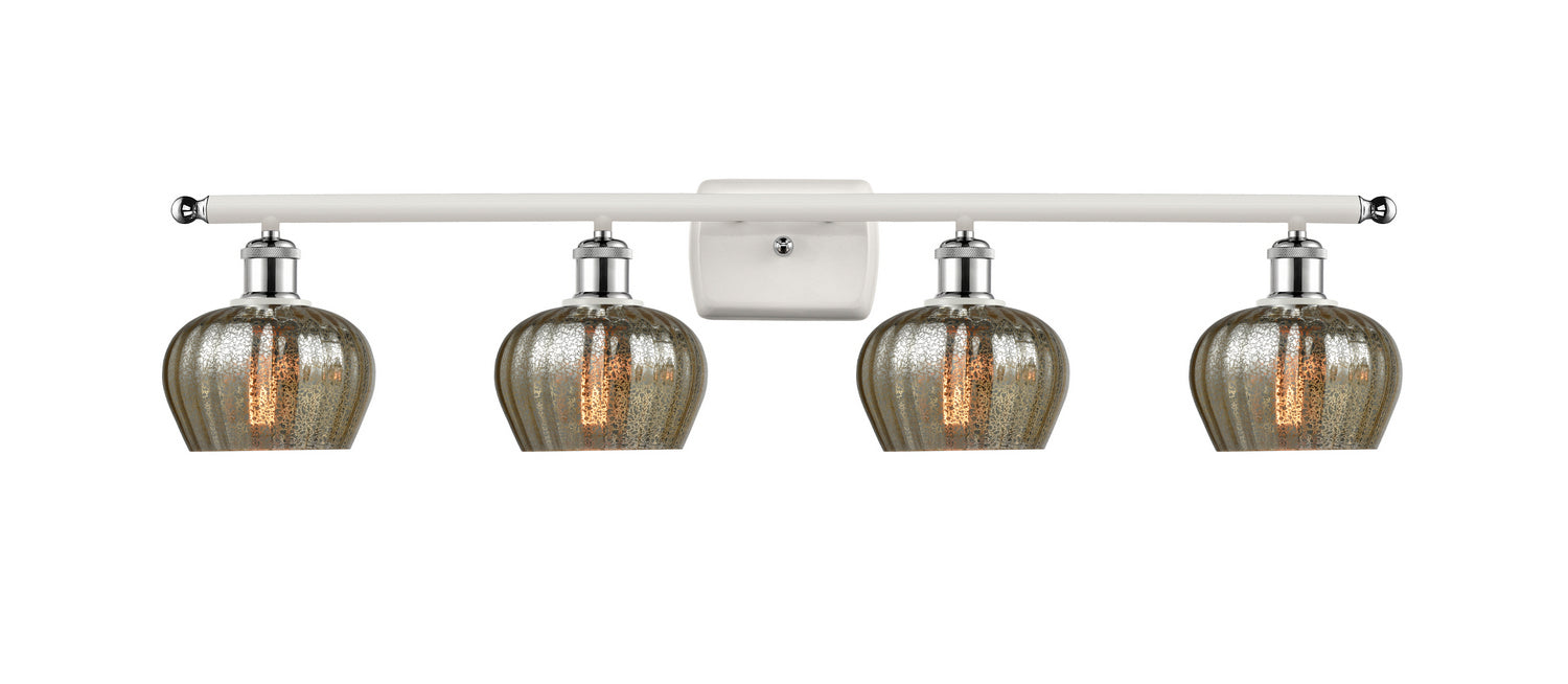 Innovations 516-4W-WPC-G96 Four Light Bath Vanity, White Polished Chrome