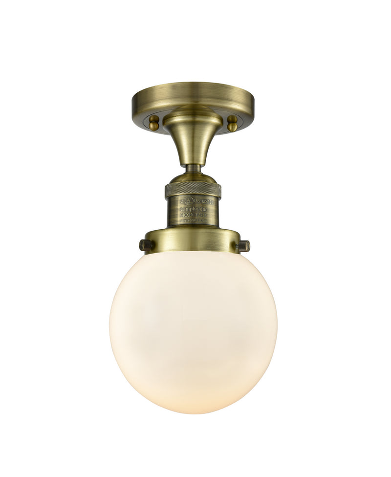 Innovations 517-1CH-AB-G201-6-LED LED Semi-Flush Mount, Antique Brass