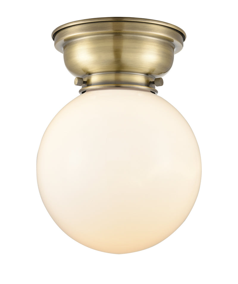Innovations 623-1F-AB-G201-8 One Light Flush Mount, Antique Brass