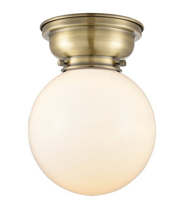 Innovations 623-1F-AB-G201-8 One Light Flush Mount, Antique Brass
