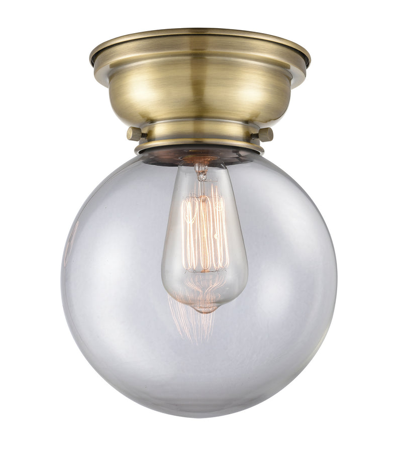 Innovations 623-1F-AB-G202-8 One Light Flush Mount, Antique Brass