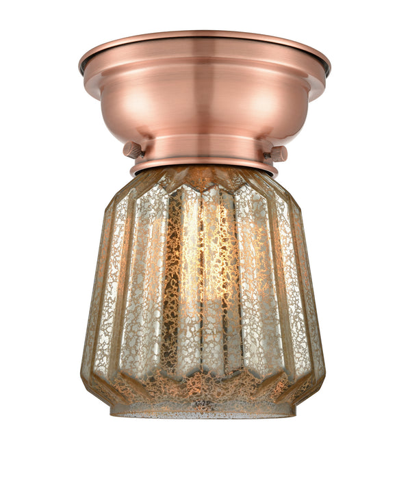 Innovations 623-1F-AC-G146 One Light Flush Mount, Antique Copper