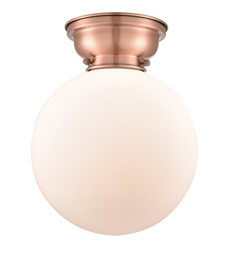 Innovations 623-1F-AC-G201-10 One Light Flush Mount, Antique Copper