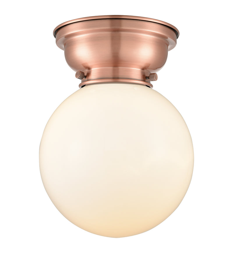 Innovations 623-1F-AC-G201-8-LED LED Flush Mount, Antique Copper