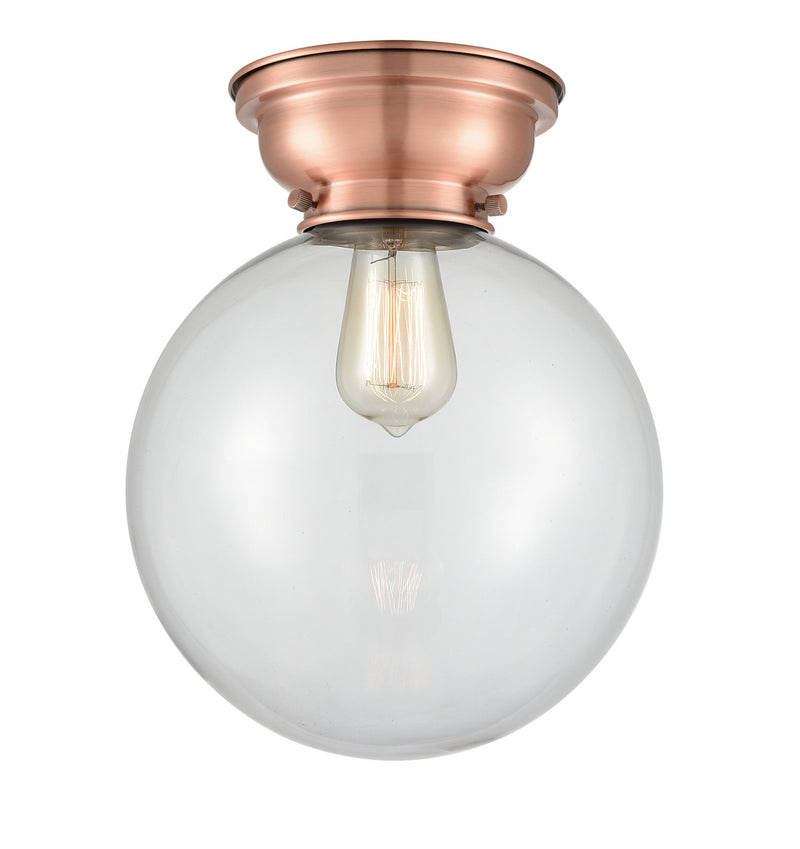 Innovations 623-1F-AC-G202-10 One Light Flush Mount, Antique Copper
