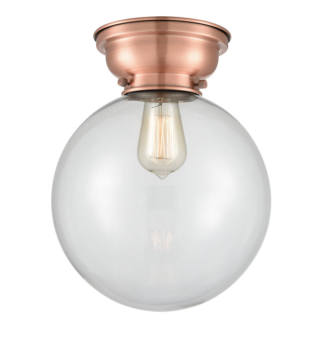 Innovations 623-1F-AC-G202-10 One Light Flush Mount, Antique Copper