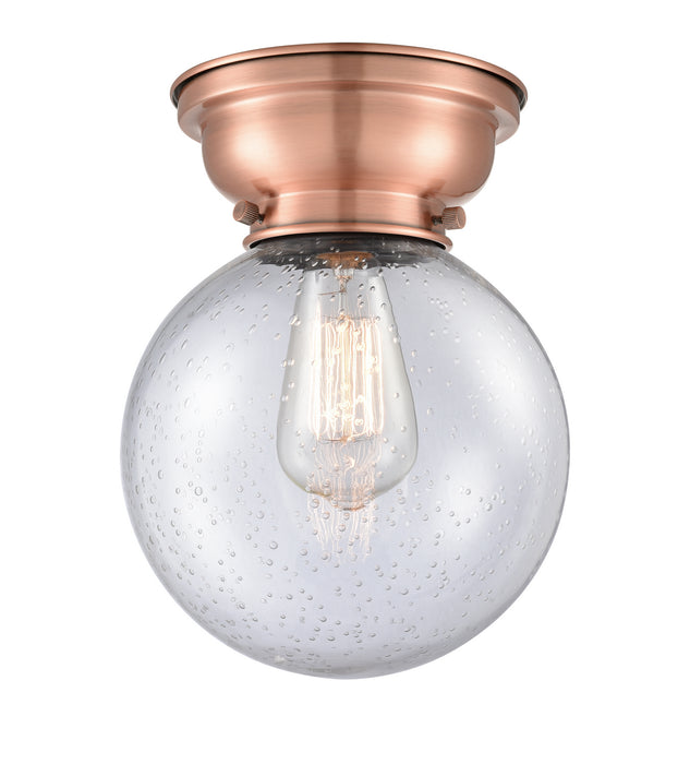 Innovations 623-1F-AC-G204-8 One Light Flush Mount, Antique Copper
