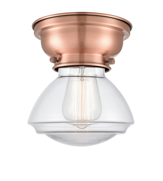 Innovations 623-1F-AC-G322 One Light Flush Mount, Antique Copper