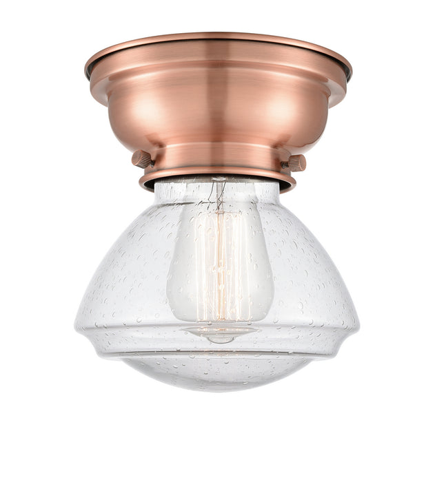 Innovations 623-1F-AC-G324 One Light Flush Mount, Antique Copper