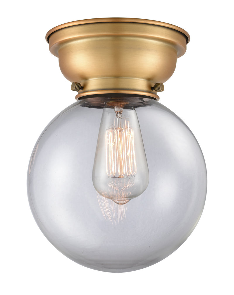 Innovations 623-1F-BB-G202-8 One Light Flush Mount, Brushed Brass