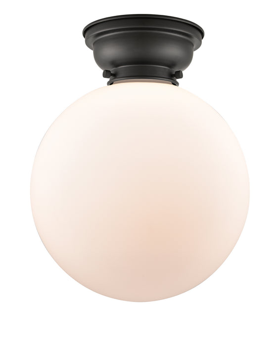 Innovations 623-1F-BK-G201-12 One Light Flush Mount, Matte Black