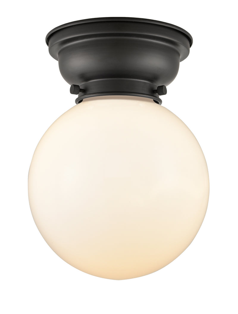 Innovations 623-1F-BK-G201-8 One Light Flush Mount, Matte Black