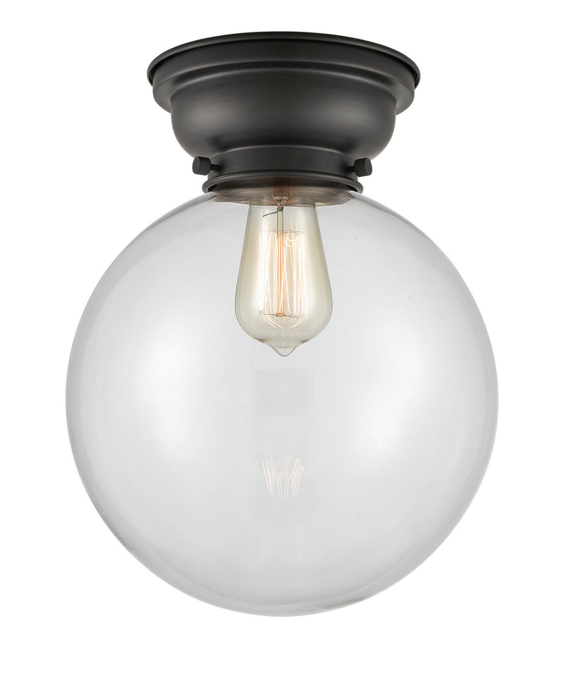 Innovations 623-1F-BK-G202-10 One Light Flush Mount, Matte Black