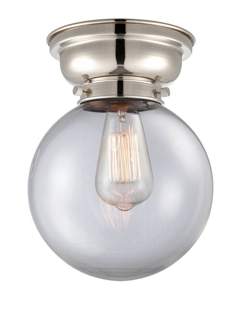 Innovations 623-1F-PN-G202-8 One Light Flush Mount, Polished Nickel
