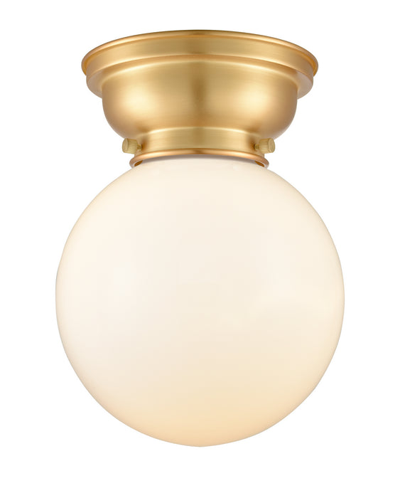 Innovations 623-1F-SG-G201-8 One Light Flush Mount, Satin Gold