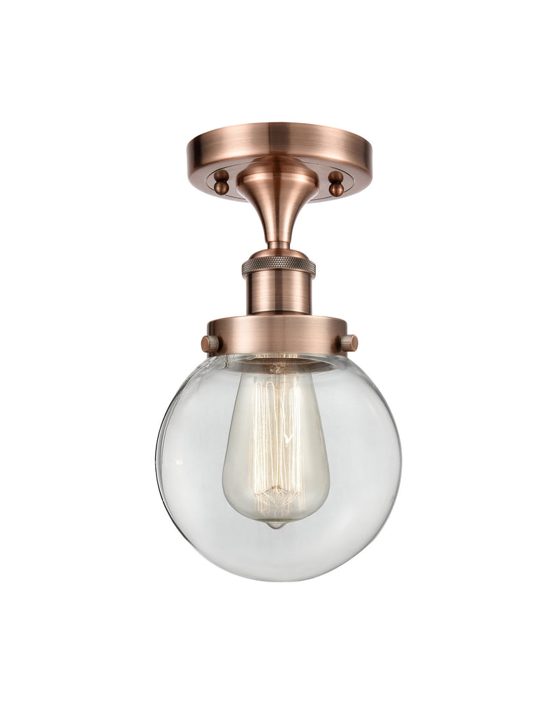 Innovations 916-1C-AC-G202-6-LED LED Semi-Flush Mount, Antique Copper