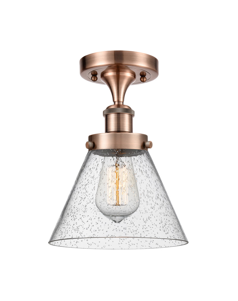 Innovations 916-1C-AC-G44 One Light Semi-Flush Mount, Antique Copper