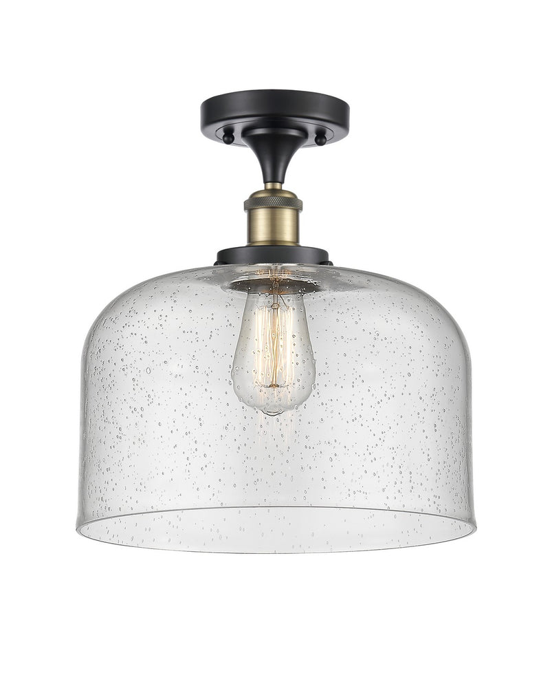 Innovations 916-1C-BAB-G74-L One Light Semi-Flush Mount, Black Antique Brass