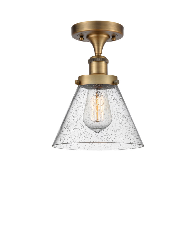 Innovations 916-1C-BB-G44 One Light Semi-Flush Mount, Brushed Brass