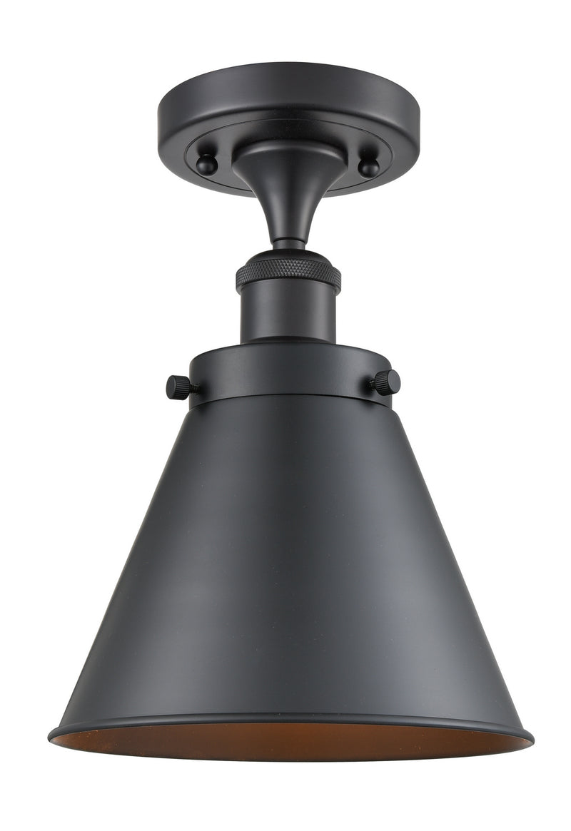 Innovations 916-1C-BK-M13-LED LED Semi-Flush Mount, Matte Black
