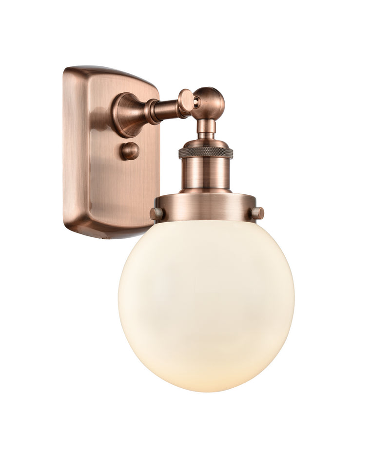 Innovations 916-1W-AC-G201-6 One Light Wall Sconce, Antique Copper