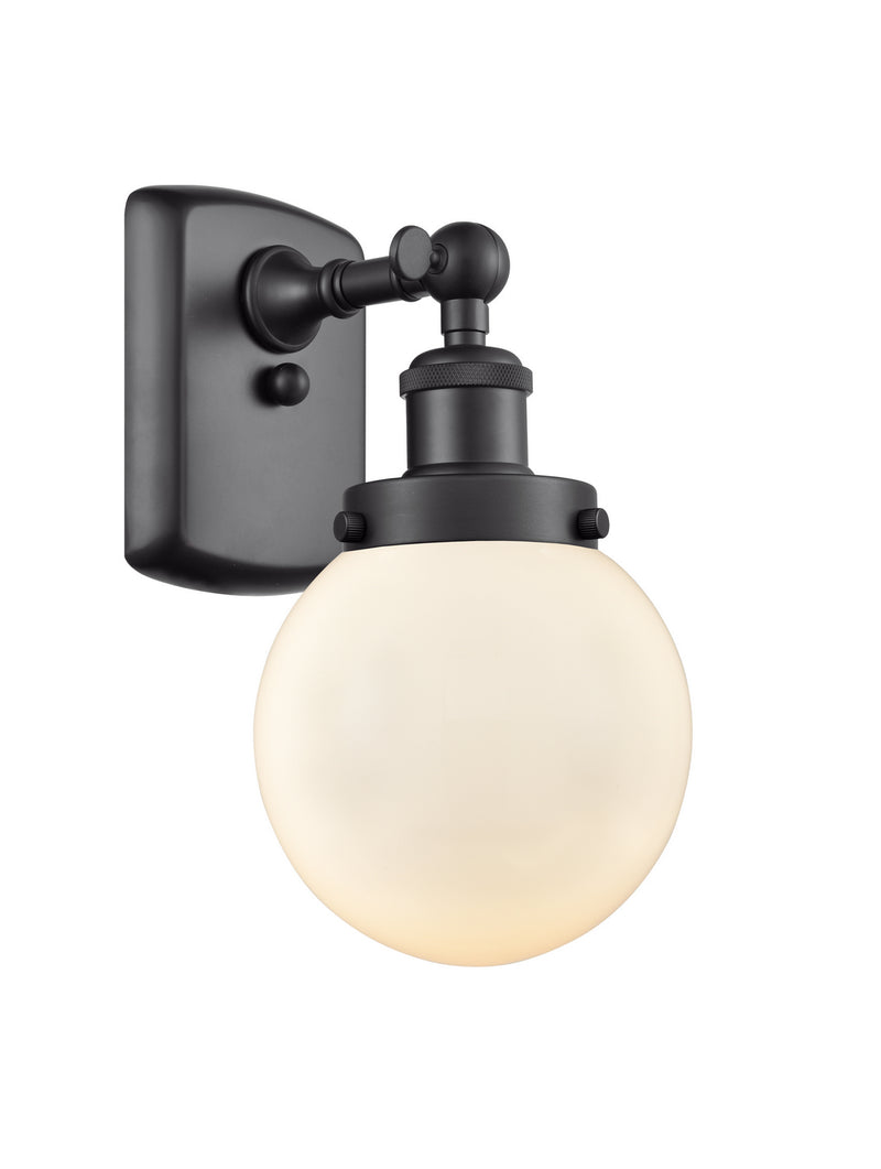 Innovations 916-1W-BK-G201-6 One Light Wall Sconce, Matte Black