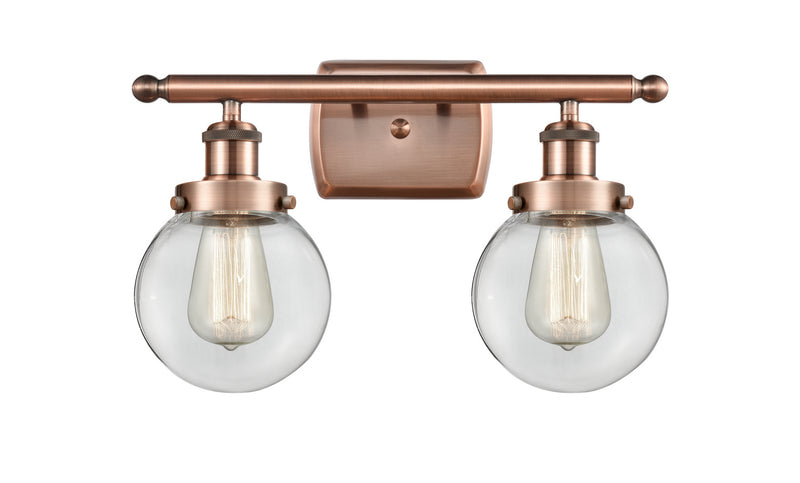 Innovations 916-2W-AC-G202-6-LED LED Bath Vanity, Antique Copper