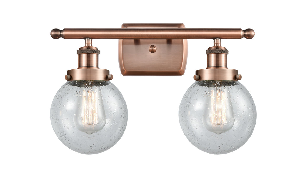 Innovations 916-2W-AC-G204-6 Two Light Bath Vanity, Antique Copper