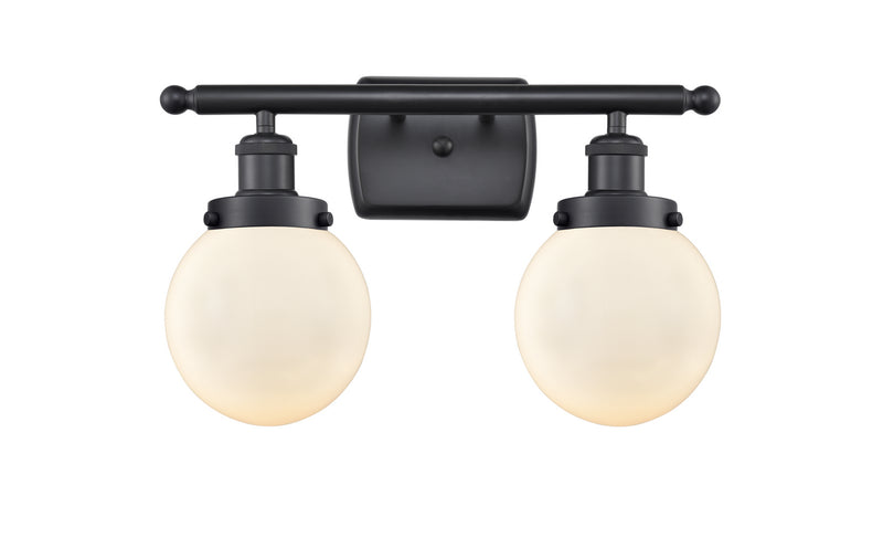 Innovations 916-2W-BK-G201-6 Two Light Bath Vanity, Matte Black