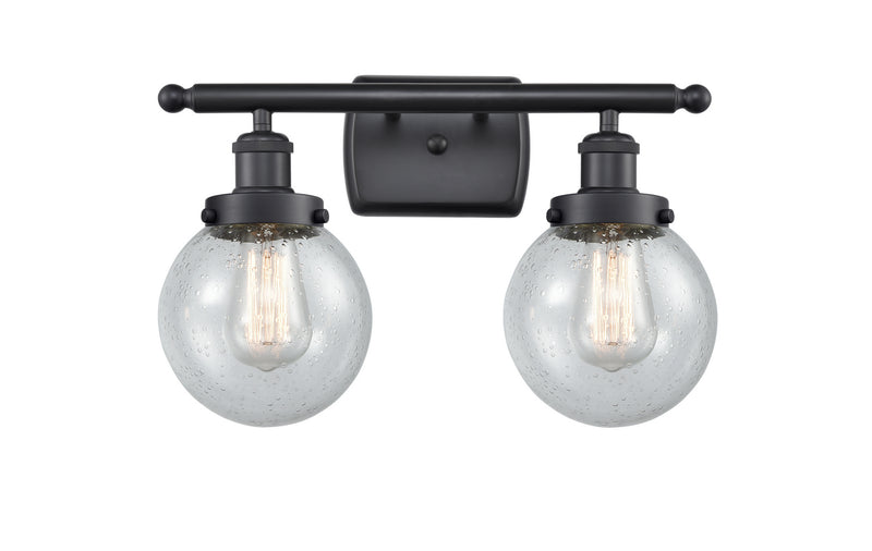 Innovations 916-2W-BK-G204-6 Two Light Bath Vanity, Matte Black