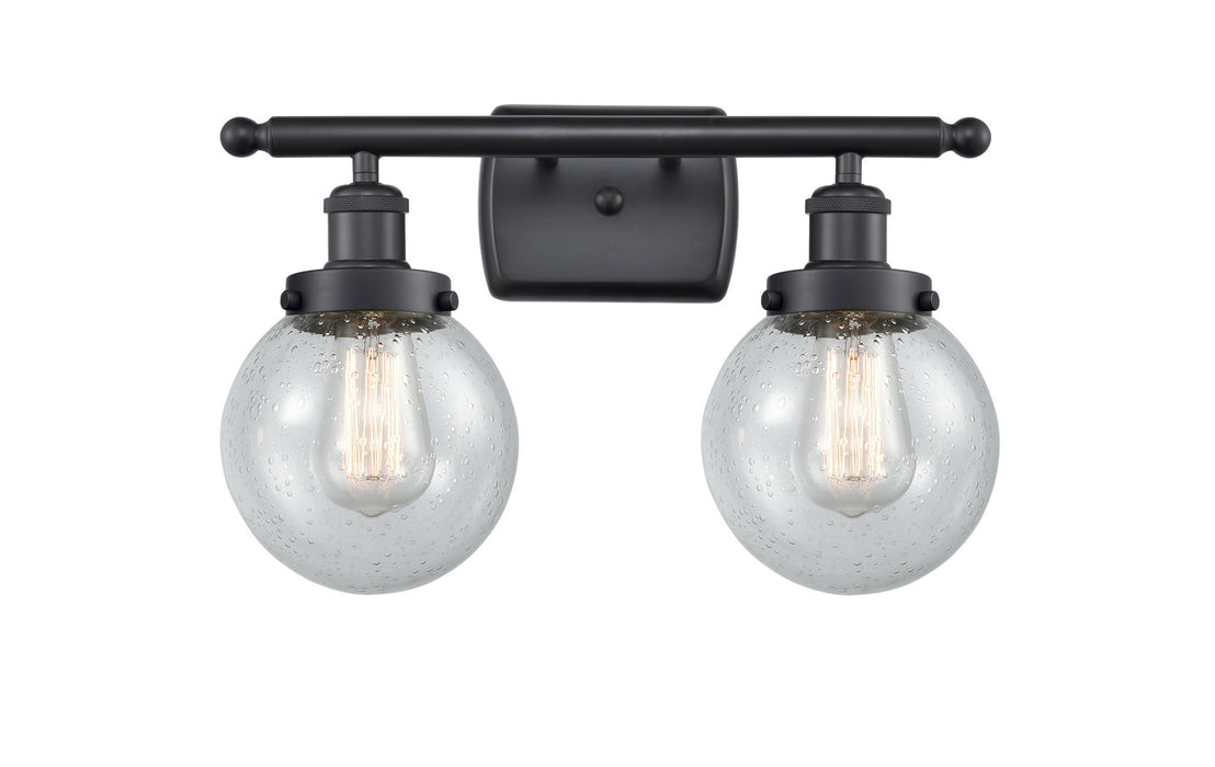 Innovations 916-2W-BK-G204-6 Two Light Bath Vanity, Matte Black