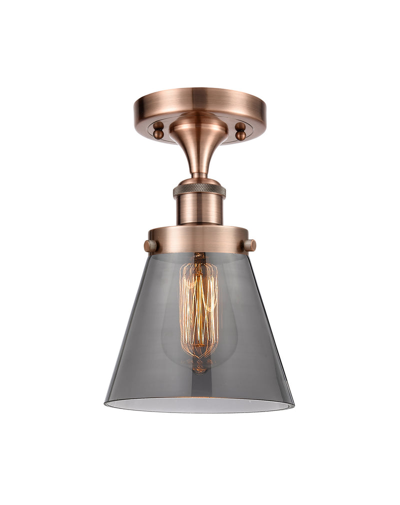Innovations 916-1C-AC-G63 One Light Semi-Flush Mount, Antique Copper