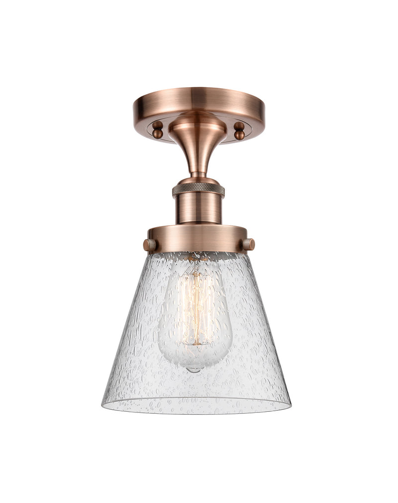 Innovations 916-1C-AC-G64 One Light Semi-Flush Mount, Antique Copper