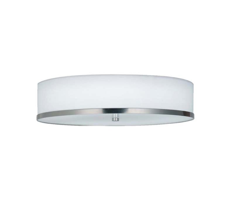 Justice Designs FAB-4460-WHTE-NCKL LED Flush-Mount, Brushed Nickel