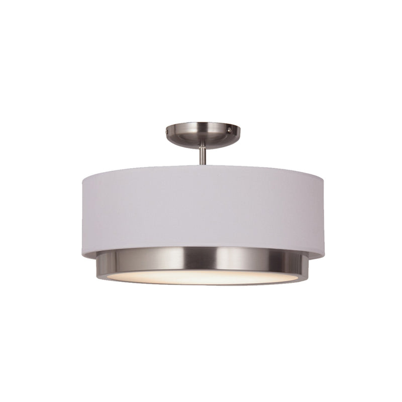 Justice Designs FAB-4470-WHTE-NCKL LED Semi-Flush Mount, Brushed Nickel
