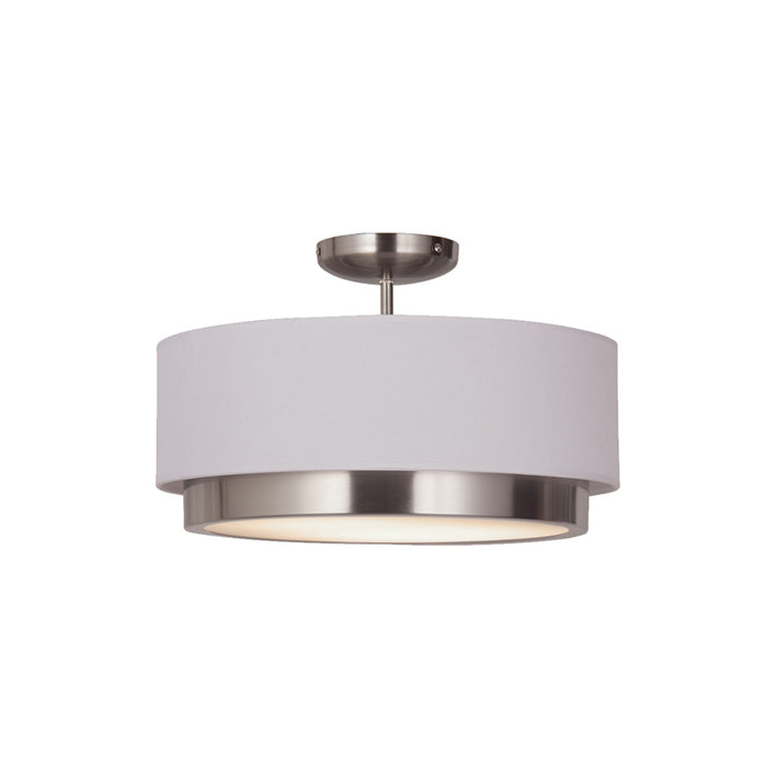 Justice Designs FAB-4470-WHTE-NCKL LED Semi-Flush Mount, Brushed Nickel