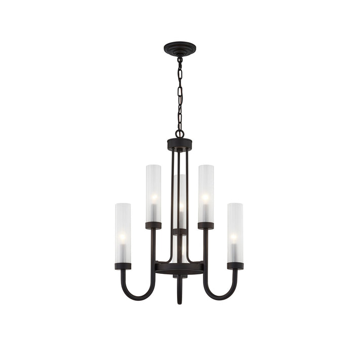 Justice Designs FSN-4343-CLFR-MBLK Six Light Chandelier, Matte Black