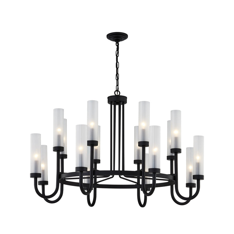 Justice Designs FSN-4345-CLFR-MBLK 16 Light Chandelier, Matte Black