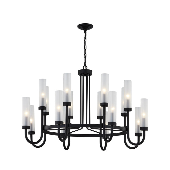 Justice Designs FSN-4345-CLFR-MBLK 16 Light Chandelier, Matte Black