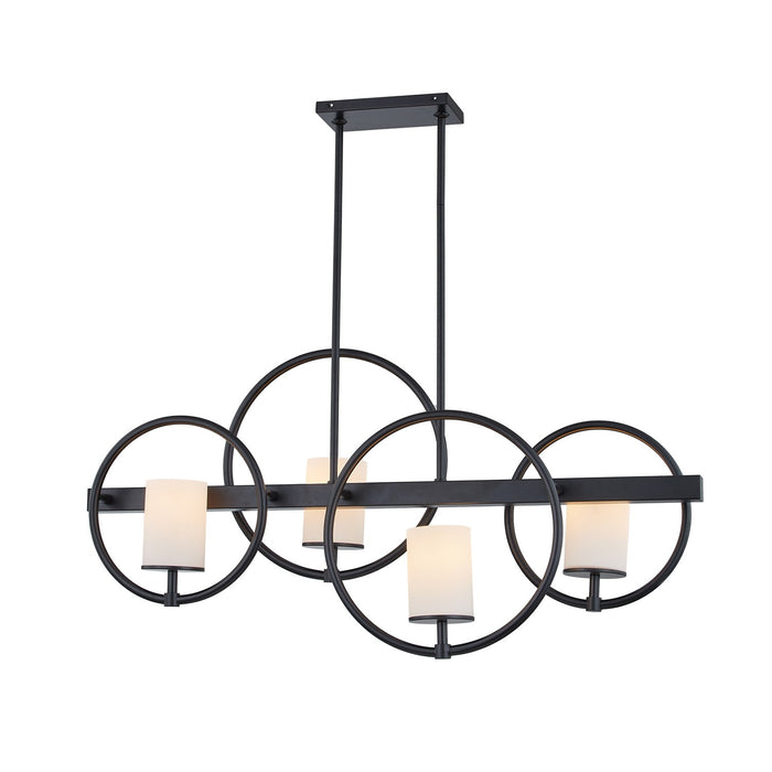 Justice Designs FSN-4370-OPAL-MBLK Four Light Island Chandelier, Matte Black