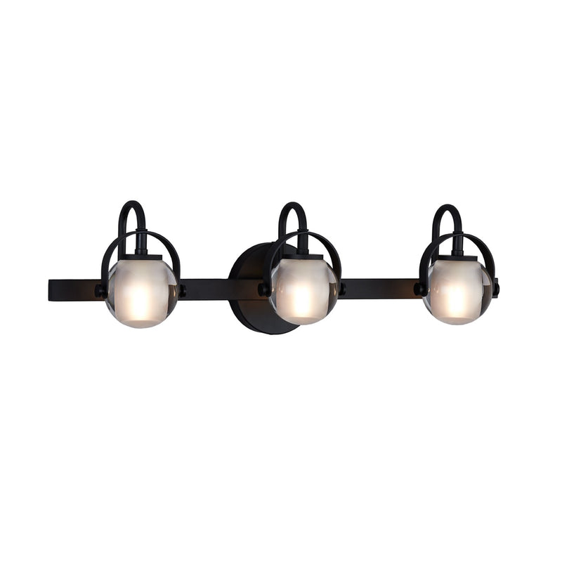 Justice Designs FSN-8063-CLOP-MBLK Three Light Bath Bar, Matte Black