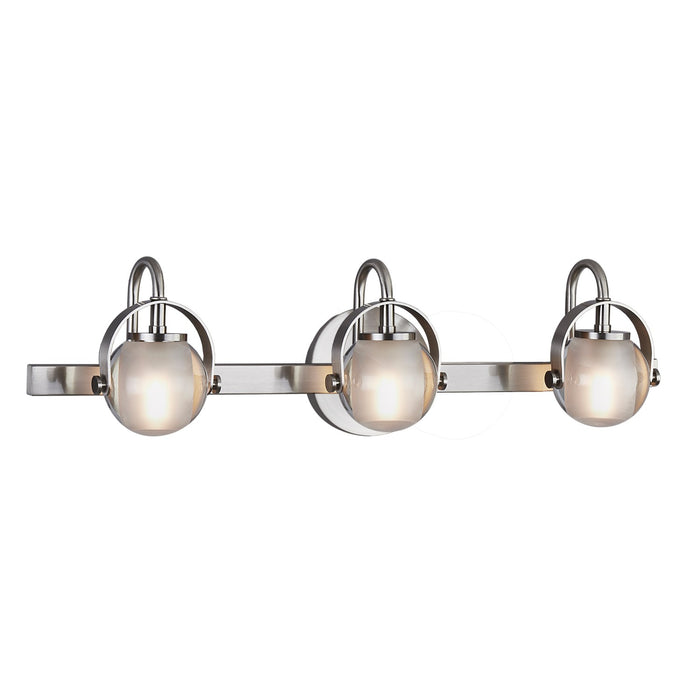 Justice Designs FSN-8063-CLOP-NCKL Three Light Bath Bar, Brushed Nickel