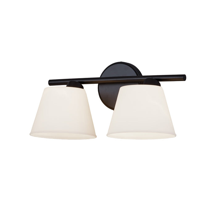 Justice Designs FSN-8072-OPAL-MBLK Two Light Bath Bar, Matte Black