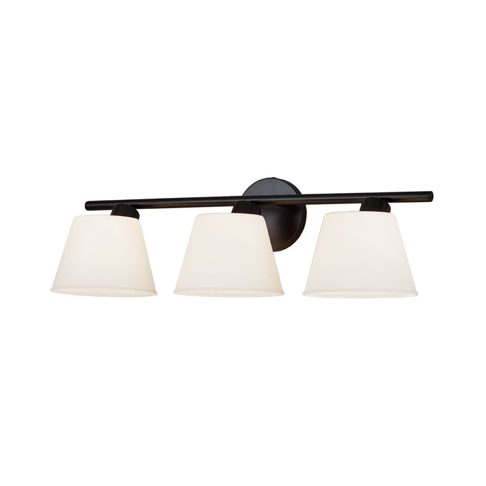 Justice Designs FSN-8073-OPAL-MBLK Three Light Bath Bar, Matte Black