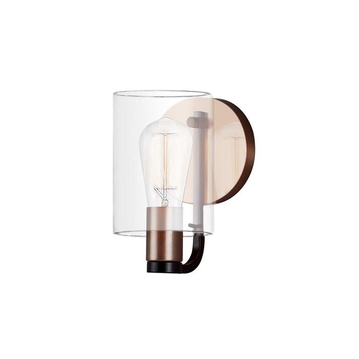 Justice Designs FSN-8081-CLER-MBBR One Light Wall Sconce, Matte Black w/ Brass